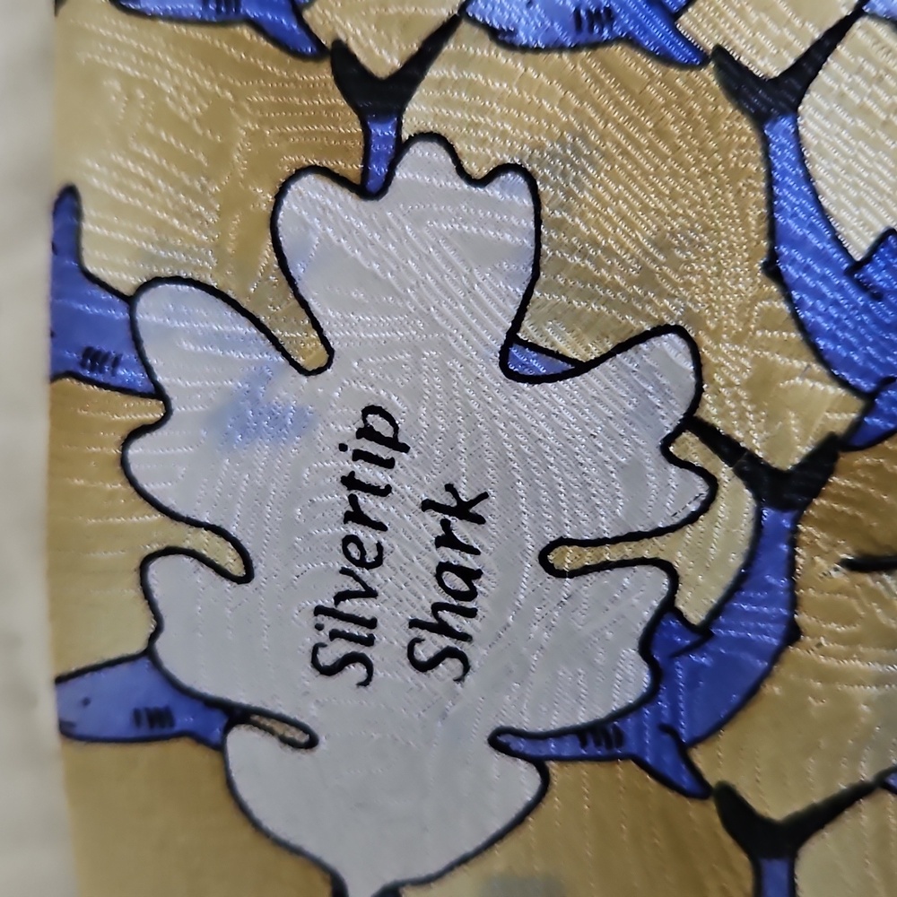 Hpthe Nature Conservancy Silver Tip Shark Vintage Silk Tie View 5